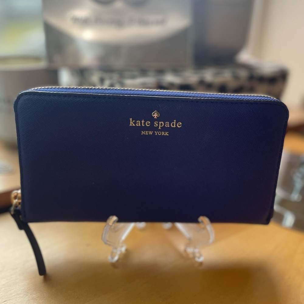 Kate Spade Large Continental Zip Wallet in Lux Blue Saffiano Leather - Picture 8 of 13